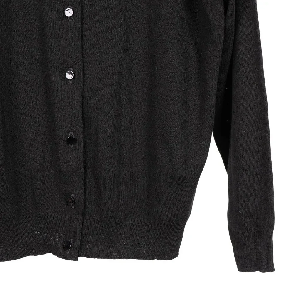 Carly Blake VTG Cardigan Sweater M Womens Black Button Up USA Acrylic Classic - Picture 3 of 6